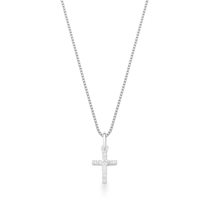 Colar Feminino Crucifixo Cravejado Pequeno
