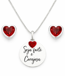 Kit Conjunto Colar e Brinco Seja Forte e Corajosa