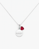 Colar Medalha Amor Ponto de Luz Vermelho em Prata 925